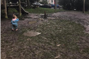 mud-in-children-s-play-area.jpg - A Mini-Meadow for Telegraph Hill Park