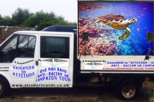 tour-van-side-a-view-with-projector-screen-and-speakers.jpg - One Man Anti – Racism Campaign UK Tour