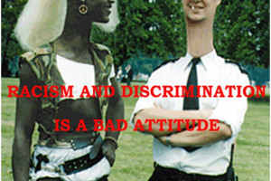 genie-policeman-with-anti-racism-text-cropped.jpg - One Man Anti – Racism Campaign UK Tour